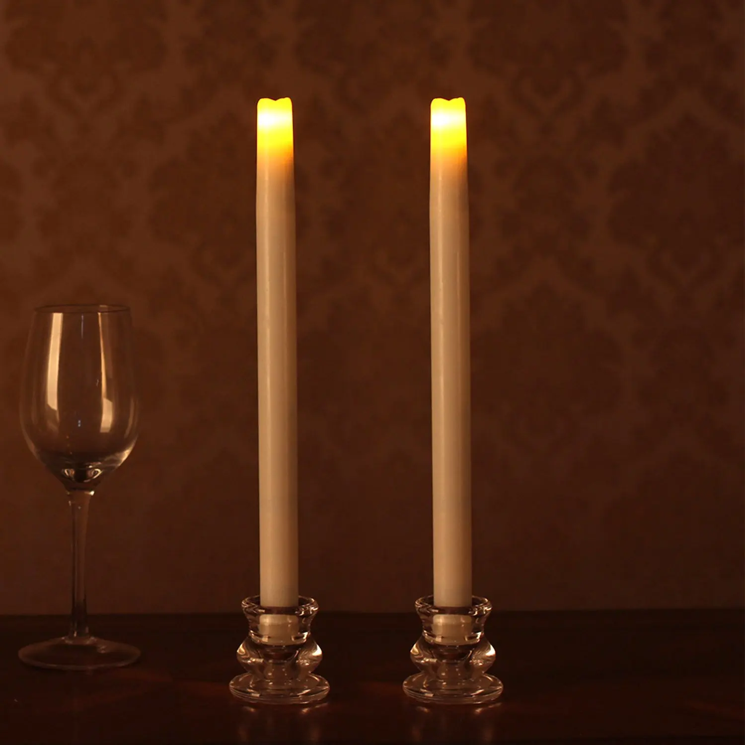 

2pcs/lot Battery Operated Taper Candle Flameless Real Wax LED candles Tealight with Timer birthday weddings home decoration