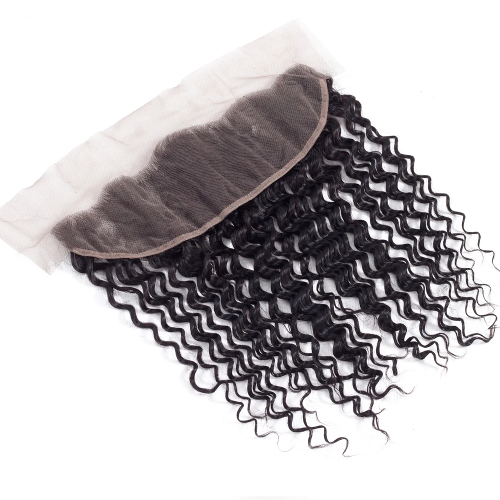 QT Peruvian Deep Wave 13*4 Lace Frontal Remy Hair Pre Plucked Frontal Closure With Baby Hair Ear To Ear Swiss Lace
