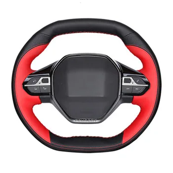 

Free shipping Genuine Leather steering wheel cover for 2017 2018 2019 Peugeot 4008 5008 508L car Accessories