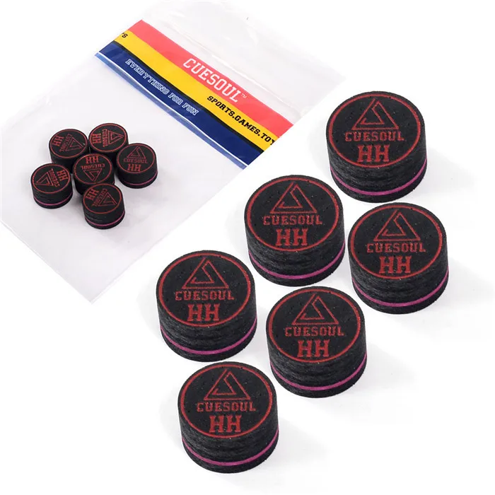 

Free Shipping Cuesoul 6pcs/set 13MM HH Baked Pig Suede Billiard Cue Tip, Pool Cue Tip, Snooker Cue tip