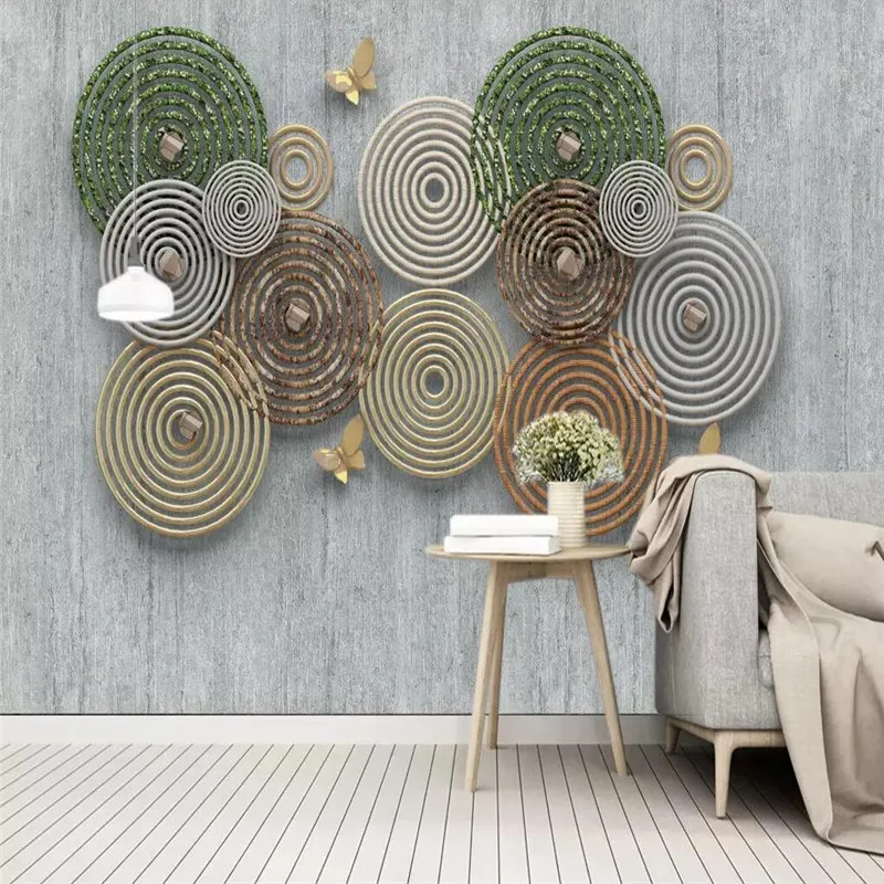 3d abstract circle decoration mediterranean TV background wall professional custom mural wholesale wallpaper poster photo wall hanging professional light stage waterproof control turning bar strobe remote lighting outdoor luminaire rechargeable decoration