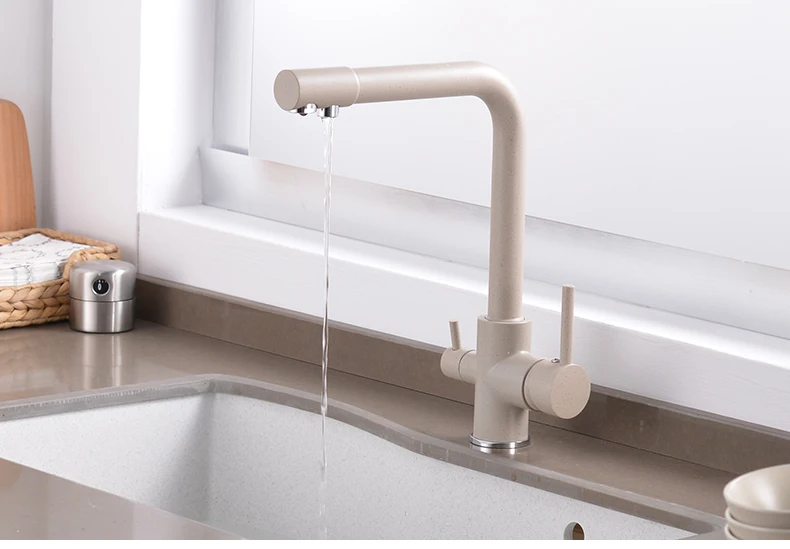 Kitchen Filtered Faucet Water with Dot Brass Purifier Faucet Dual Sprayer Drinking Water Tap Vessel Sink Mixer Tap Torneira
