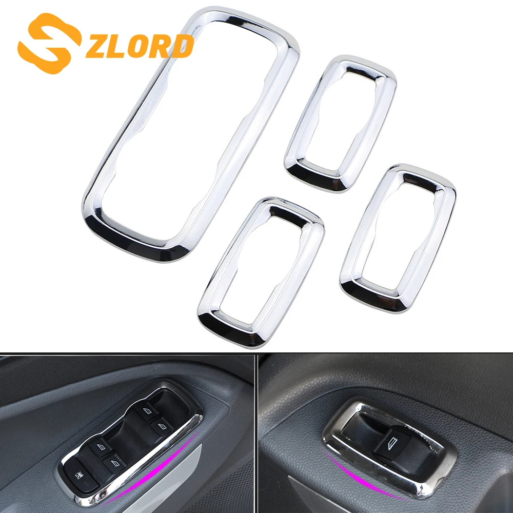 

Zlord Car Chrome Trim Window Lifter Switch Decoration Panel Cover Sticker for Ford Ecosport 2012+ Fiesta 2009 + Accessories