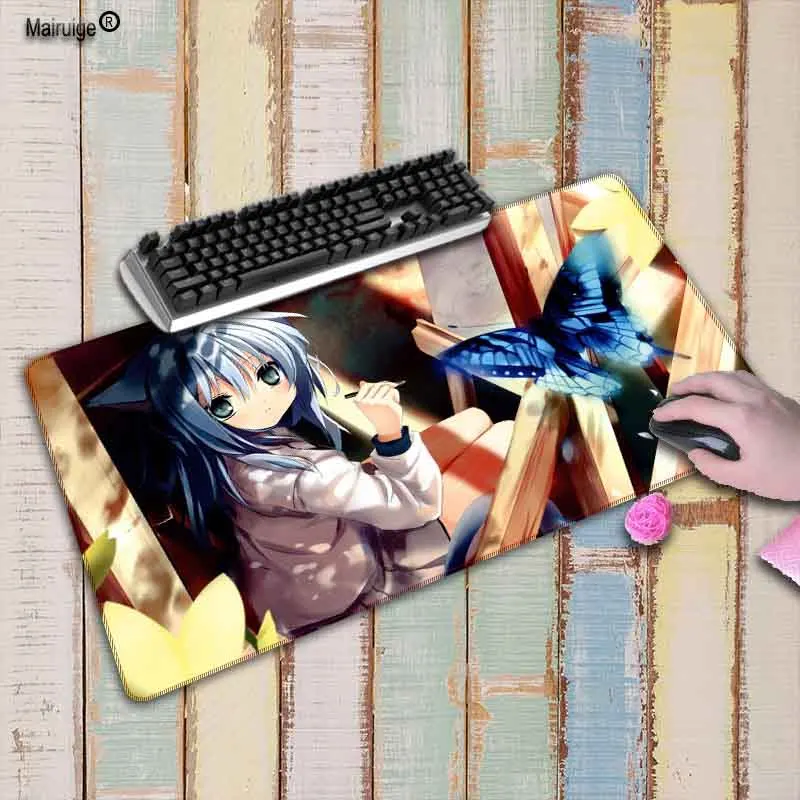 Mairuige Japan Anime Girl Big Gaming Mouse Pad Lock Edge Desk Keyboard Mouse Mat Rug Large Game Mou
