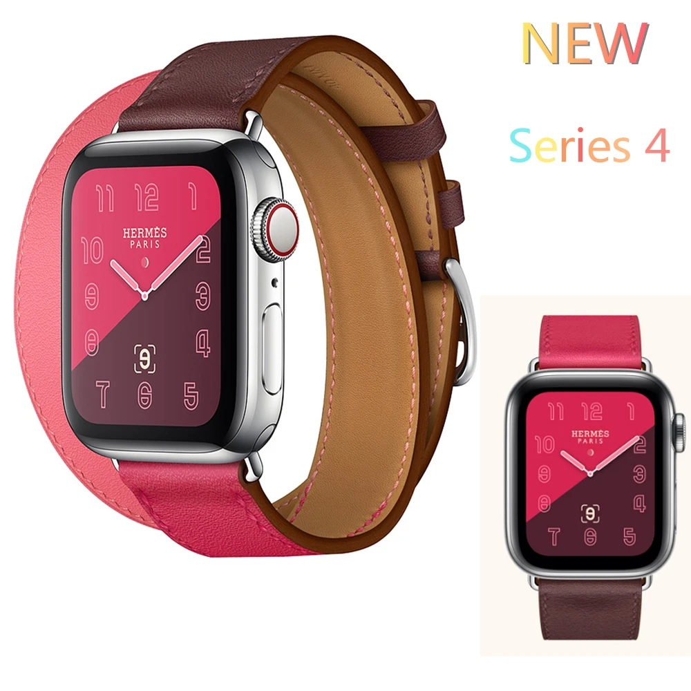 

LNOP New Genuine Leather strap For apple watch 42mm 38mm 44mm 40mm band iwatch series 4 3 2 1 Double ring watchband bracelet