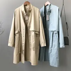 Осень 2018 новая Корейская версия осеннего плеча рукава большой Размеры Для женщин длинная куртка с секциями Для женщин ветровки