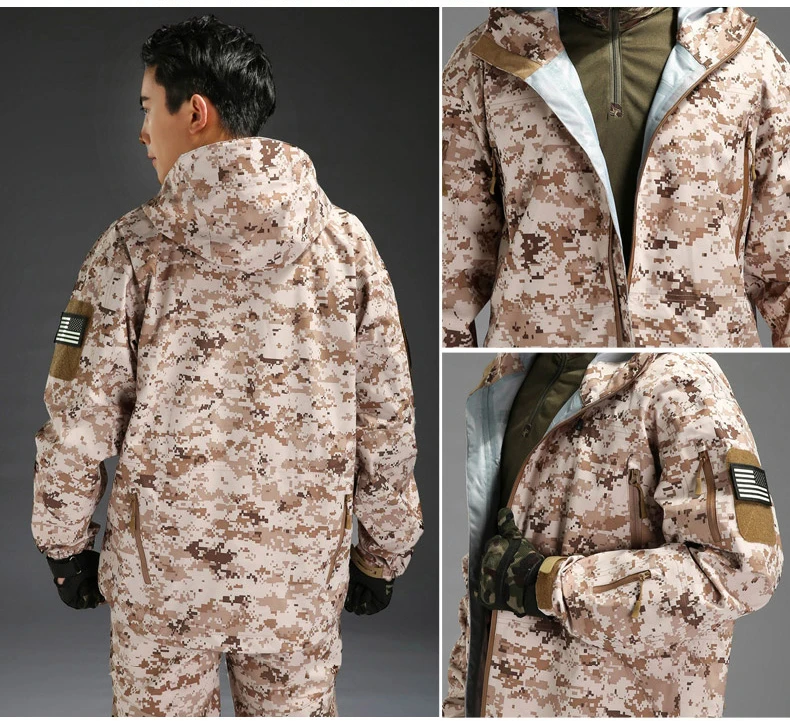 Армейская Экипировка, водонепроницаемая военная куртка, Мужская Весенняя камуфляжная тактическая куртка с капюшоном, тонкая ветровка, пальто, камуфляжная одежда
