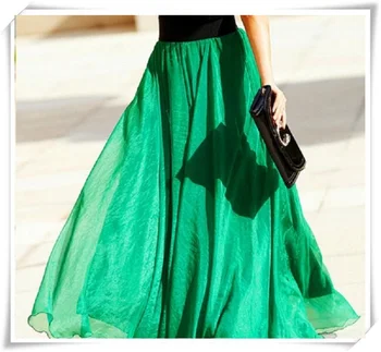 

2017 Summer Solid Boho 13 Colors Long Beach Skirts Women Autumn Elegant Maxi Skirt Boho High Waist Flowing Chiffon Skirts