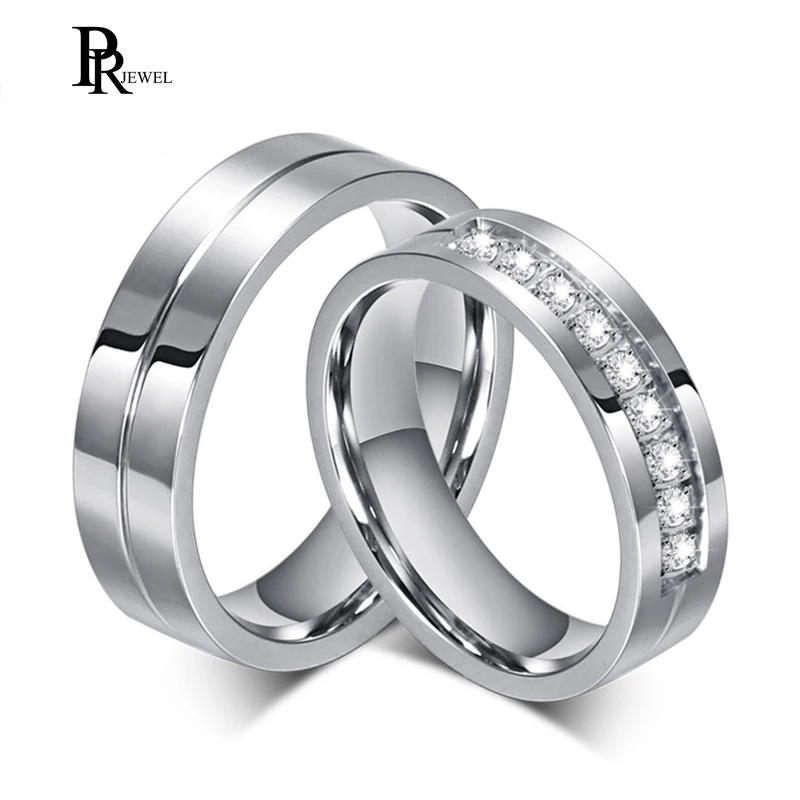Funky Cubic Zirconia Wedding Band Rings for Girlfriend Boyfriend Never Fade Stainless Steel Lovers Anniversary Cherish Gift | Украшения и