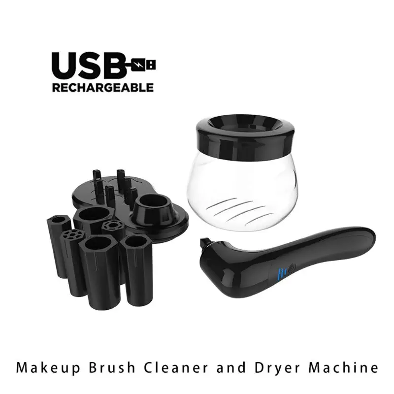 Electric USB Rechargeable Makeup Brush Cleaner and Dryer Easy Wash and Dry All Makeup Brushes With 360 Rotation Spinner
