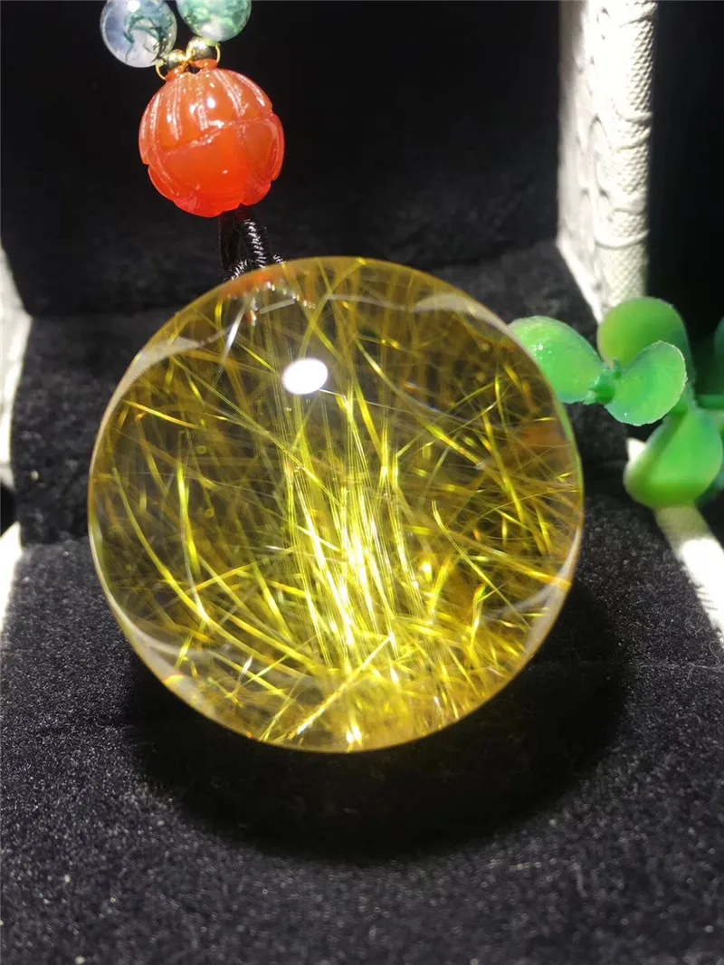Natural Gold Rutilated Quartz Titanium Pendant (6)