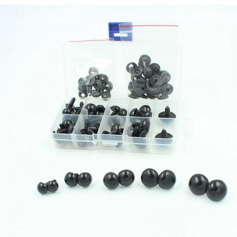 

52pcs 12-20mm Black Plastic Safety Eyes For Teddy Bear Doll Animal Puppet Crafts Children DIY Dolls Accessories toys Accessories