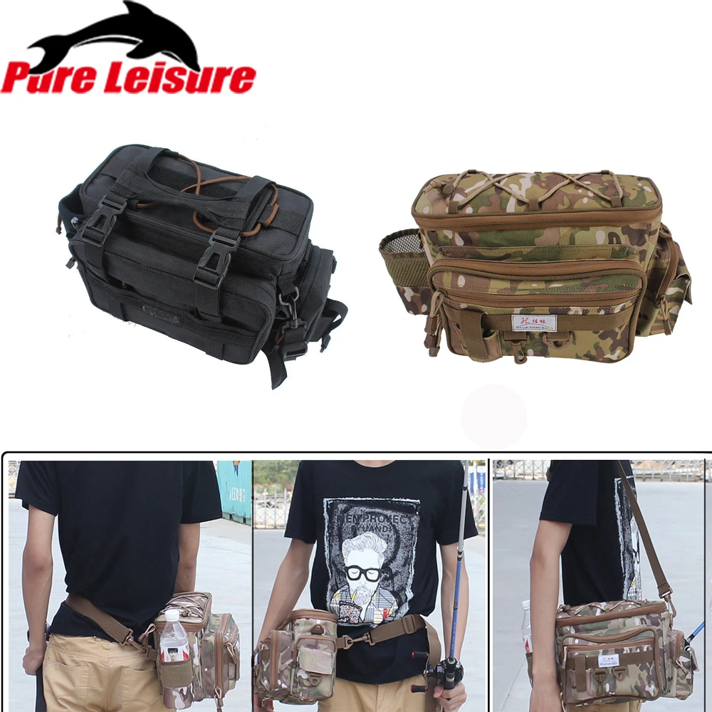 

Outdoor Sport Waist Shoulder Bag Multifunctional Fishing Bag Waterproof Case Reel Lure Large Storage Bag Fishing Tackle