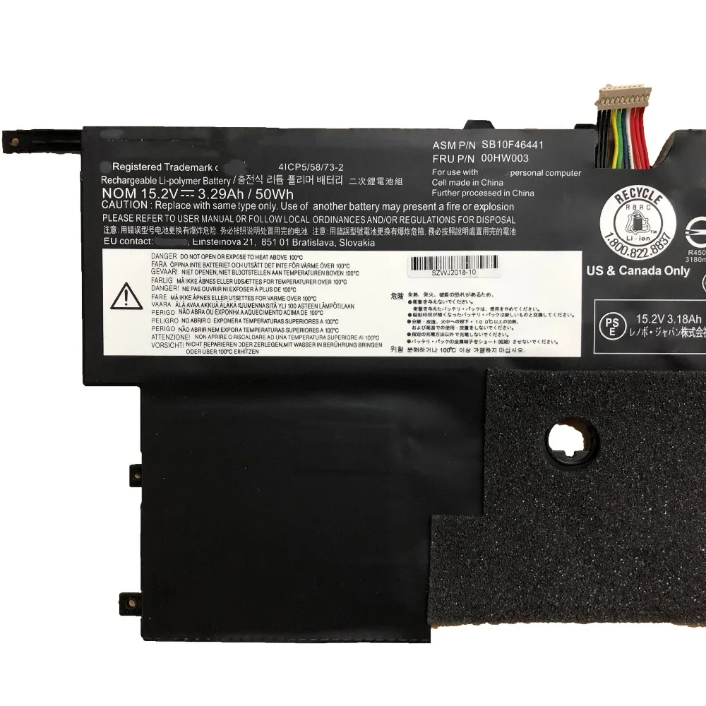  15.2V 50wh 2950mAh 00HW003 00HW002 original Laptop Battery For Lenovo ThinkPad X1 Carbon Gen3 2015 