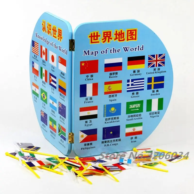 

Wooden Children's Educational Toys Plug In The World Map Of The World To Insert The Flag Learning Geography Christmas Gift Toy