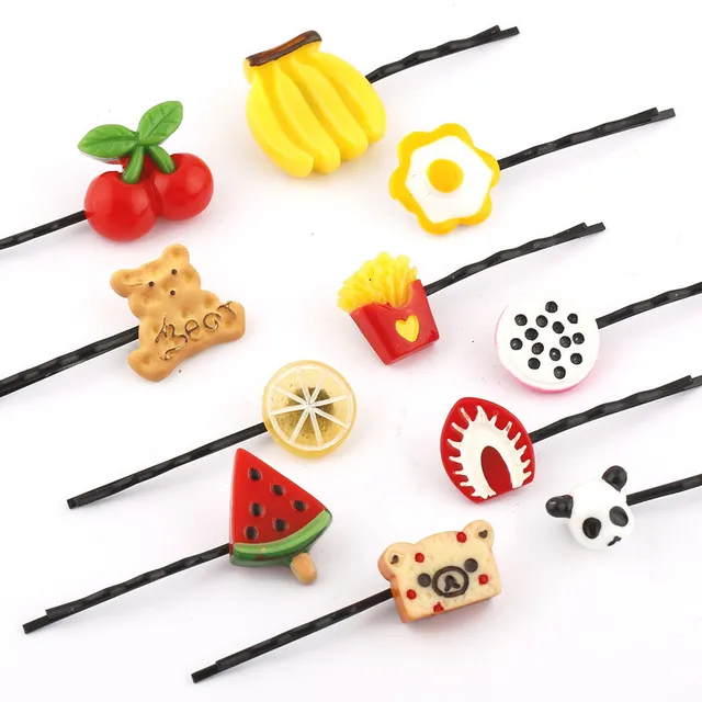 Yidensy 10pcs Cute Fruit Hairclip HairGrips Banana Watermelon Cake Hair Accessories for Kids