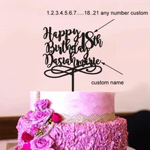 Персонализированные украшения торта на день рождения, подарок на день рождения украшения торта на день рождения, монограмма торта TopperCustom имя Топпер для торта «С Днем Рождения»