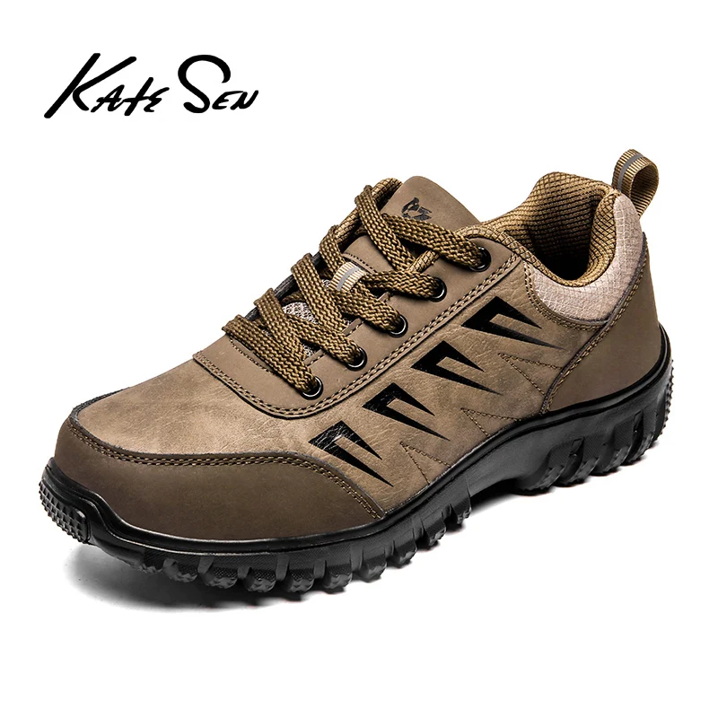 KATESEN men's boots fashion shoes men's Flock comfortable outdoor non-slip casual shoes comfortable wear men's hiking shoes