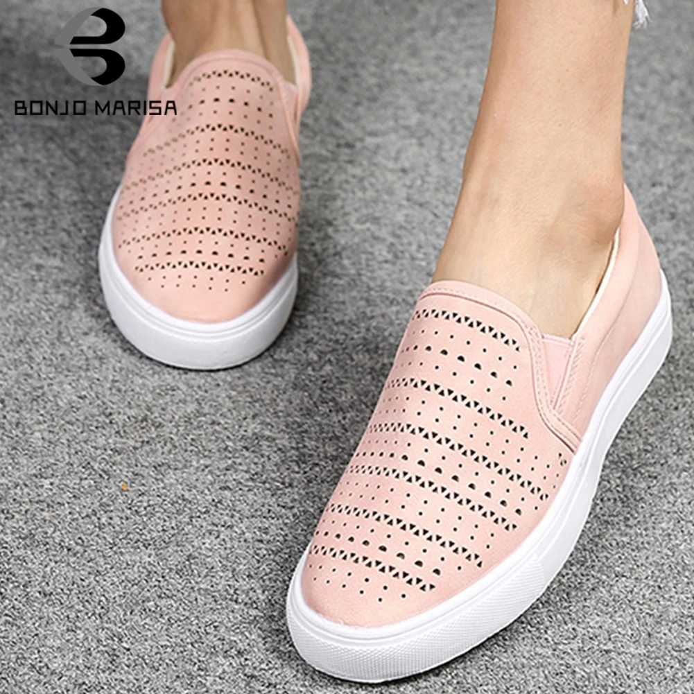 

BONJOMARISA women's Loafers Shoes Woman Flats Hollow Loafers Comfort Flats Shoes Women Leisure Shoes Woman Size 35-43