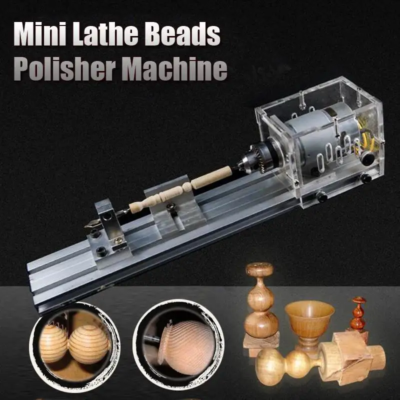 

100W Mini Lathe Beads Machine Wood Lathe Diy Woodworking Tool Milling Grinding Polishing Carving Drill Rotary Tool Set