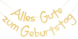 Gliiter Gold Alles Gute Zum Geburstag декор с днем рождения баннер пособия по немецкому языку Дети взрослых день рождения поставки