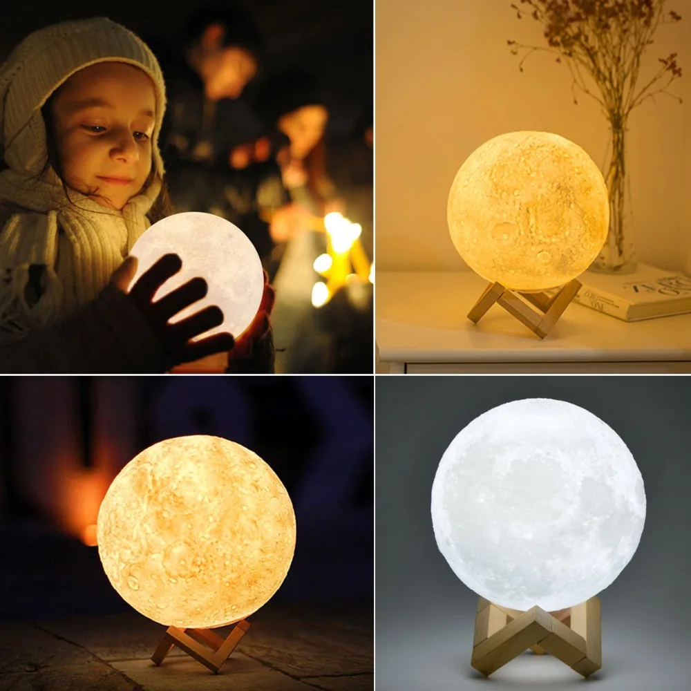 Светодиодный ночник 3D RGB Moon lamp 2 цвета/16 цветов сенсорный датчик украшение для