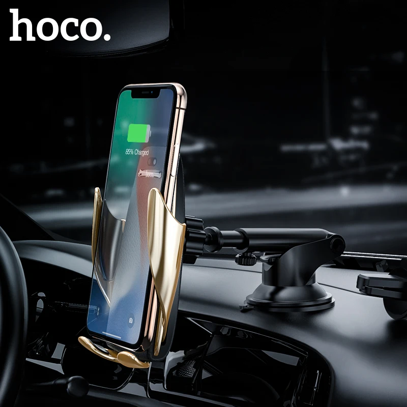 

HOCO Qi Car Wireless Charger Infrared Induction Auto Clamping Air Vent Mount Car Phone Holder 10W Fast Charger for iphone X XS