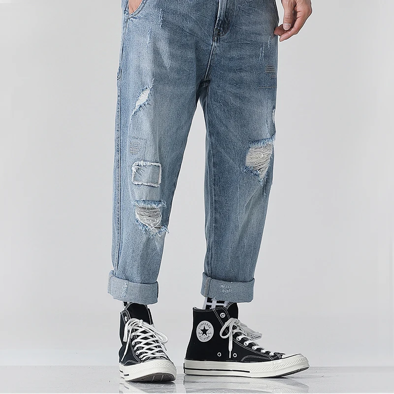 high end ripped jeans mens outfits