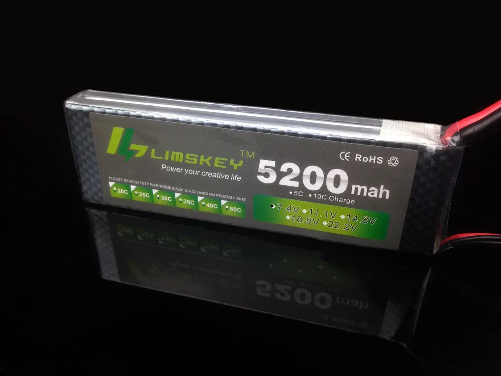 Limskey power 7,4 V 5200 mAh Lipo батарея 30C 2S батарея 2S LiPo 7,4 V 5200 mAh 30C 2S 1P Литий-полимерная батарея для RC автомобилей