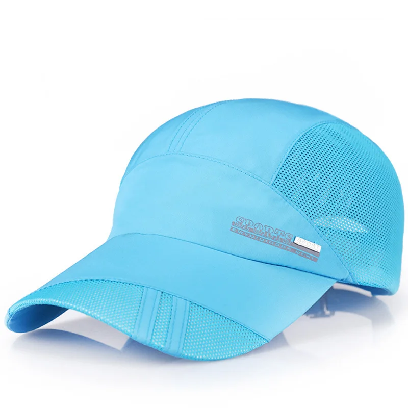 Летние виды спорта на открытом воздухе шляпа быстросохнущая Солнцезащитная бейсболка сетчатый Козырек Кепка Регулируемая Мужская и женская унисекс Беговая Кепка - Цвет: Sky Blue
