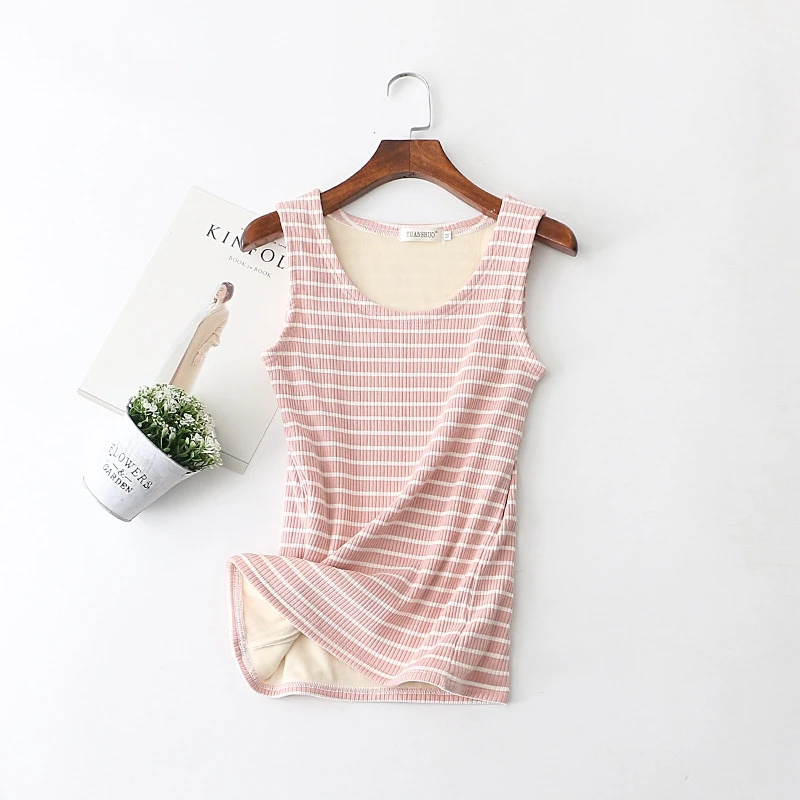2018 Autumn Warm Thermal Tank Top for Women Vest Round Neck Slim Plus Velvet Winter Laides Tops T Shirts M-XL Tank Tops (2)