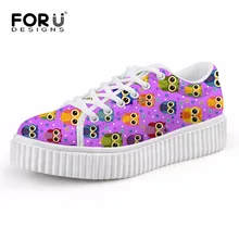 FORUDESIGNS/женские милые повседневные туфли на толстой подошве классические женские туфли на плоской платформе с 3d-изображением совы, увеличивающие рост