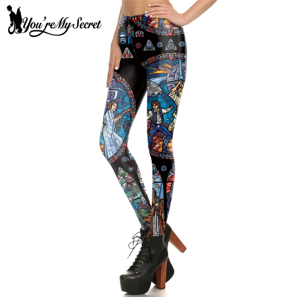 [كنت بلدي سر] هزلية تأثيري حرب النجوم ضئيلة الفتاة طماق النساء الطباعة الرقمية Leggins تجريب سراويل رياضية يغطي الرجل