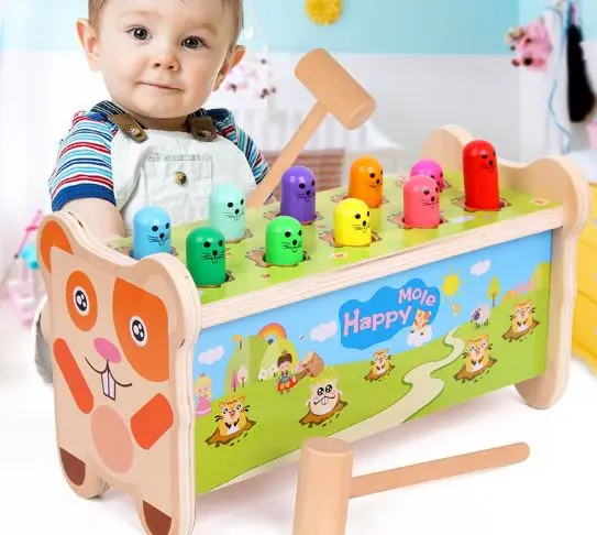 

Playing hamster, wooden children cartoon ten pile hamster percussion table infant early childhood educational toys