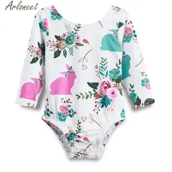 ARLONEET/Одежда для новорожденных и маленьких девочек с цветочным принтом и длинными рукавами с помпонами кролика Jan23