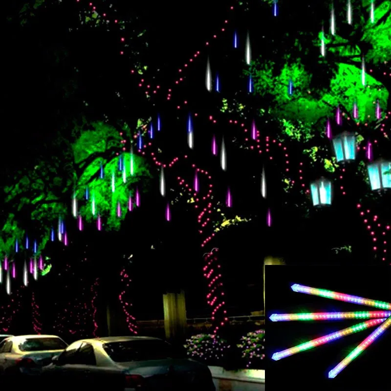 Водонепроницаемый 8 трубок 50 см праздничный Метеоритный Дождь светодиодный струнный свет для внутреннего уличного сада рождественские вечерние украшения дерево