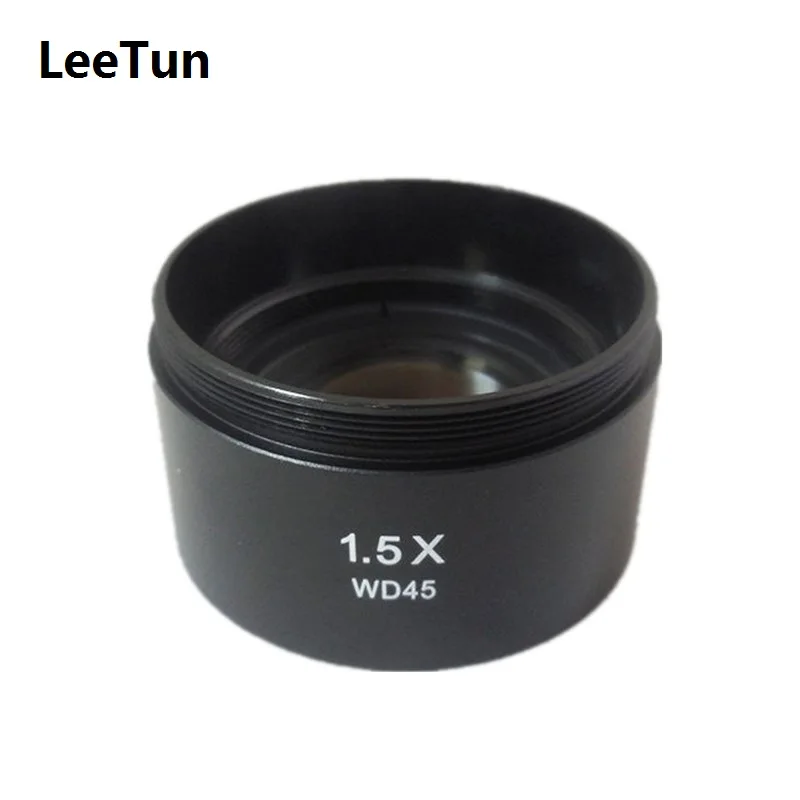 1.5X Barlow Auxiliary Objective Lens for Stereo Microscope with Working Distance 45 mm Mounting Thread M48 x 0.75 1.5X Barlow Auxiliary Objective Lens for Stereo Microscope with Working Distance 45 mm Mounting Thread M48 x 0.75