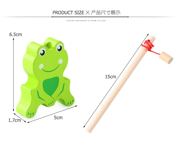 1 Набор обучающих средств для детей раннего возраста, Детские Магнитные деревянные лягушки, рыболовные игры, От 1 до 3 лет, Детские интеллектуальные игрушки