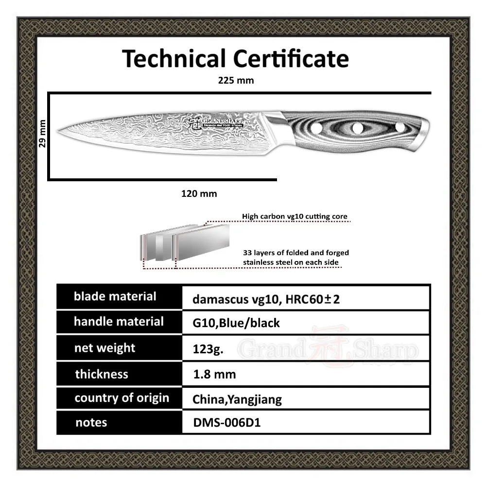GRANDSHARP 5 дюймов Универсальный нож дамасский кухонный нож 67 слоев японский дамасский нержавеющая сталь VG-10 кухонные инструменты ножи