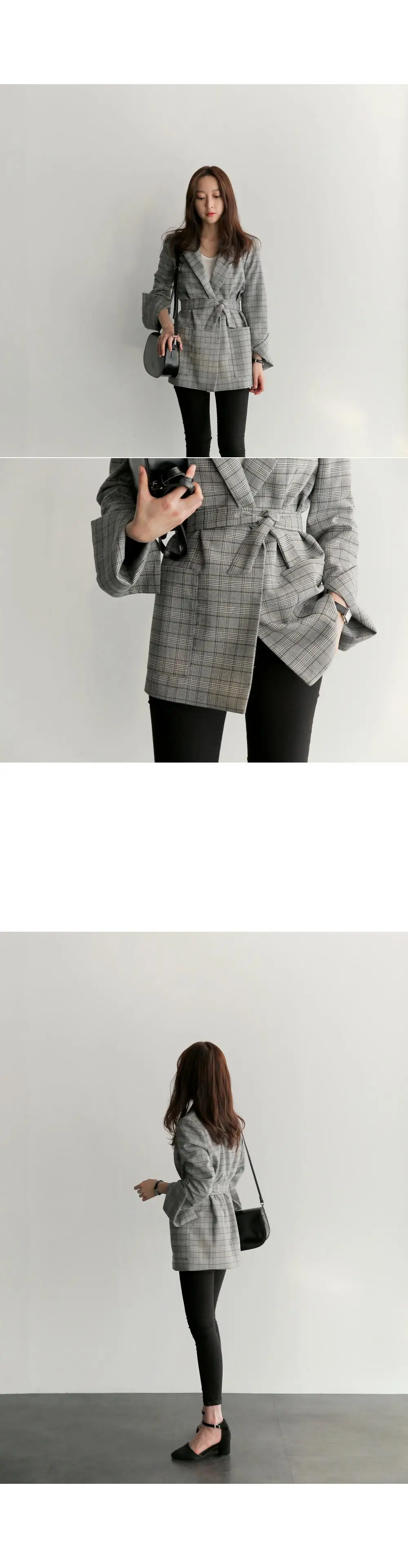 Блейзер Женский корейский вариант ретро небольшой клетчатый длинный костюм Повседневная Женская куртка Осенняя новая женская одежда