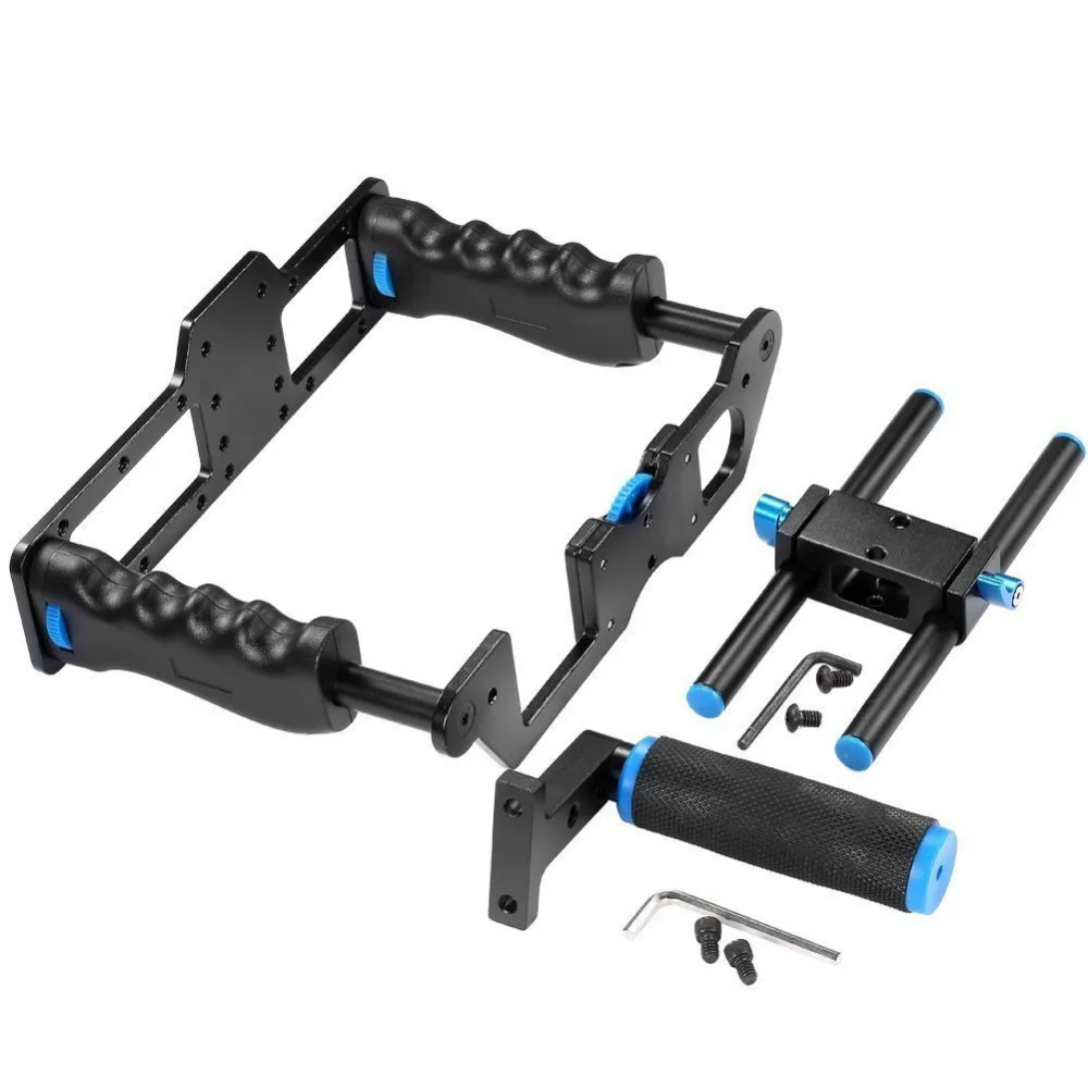 Neewer Aluminum Alloy Camera Video Cage Film Movie Making Kit:Video Cage+Handle Grip+Rod for Canon5