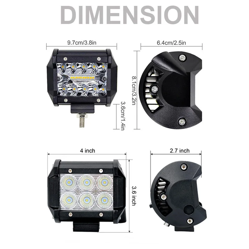 DS 4 7 12 18 дюймов 18 Вт 36 Вт 72 Вт 108 ВТ внедорожный светодиодный рабочий светильник светодиодный бар для мотоцикла Трактор Лодка 4WD 4x4 грузовик внедорожник ATV 12 в 24 В
