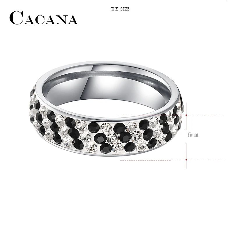 CACANA Stainless Steel Rings For Women Regular Pave Setting Cubic Zirconia Personalized Custom Fashion Jewelry Wholesale NO.R205