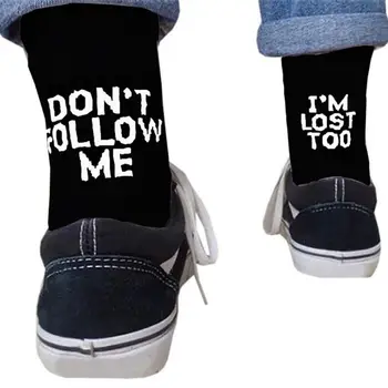 

Unisex Funny Word Letter Print Long Crew Socks Cotton Message Hip Hop Skateboard Women Men Socks