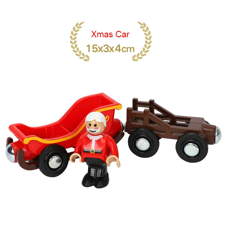 EDWONE деревянный магнитный Поезд Самолет деревянная железная дорога автомобиль грузовик аксессуары игрушка для детей подходит дерево Toma s Biro треки подарки - Цвет: NO 24Xmas Car