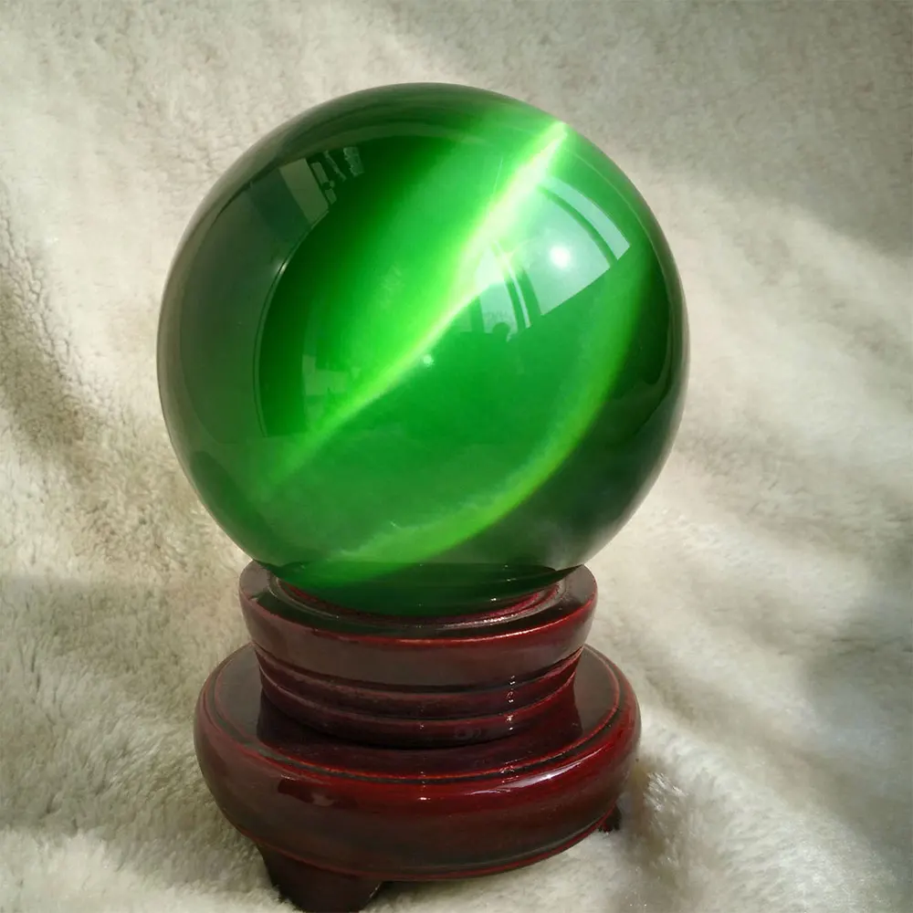 

Natural Quartz Green Cat Eye Crystal Healing Ball Sphere 50mm Home Room Decoration Ornament Crystal Ball Festival Birthday Gift