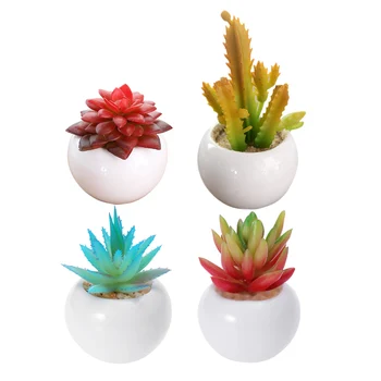 

4pcs Bonsai Simulative Creative Plant Potted Succulent Potted Flower Potted Ornaments for School Office Home
