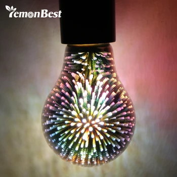 

LED Light Bulb E27 3D Fireworks Decorative Edison Bulb 220V Party Lamp A60 G80 Holiday Christmas Decoration Light Bar Glass LED