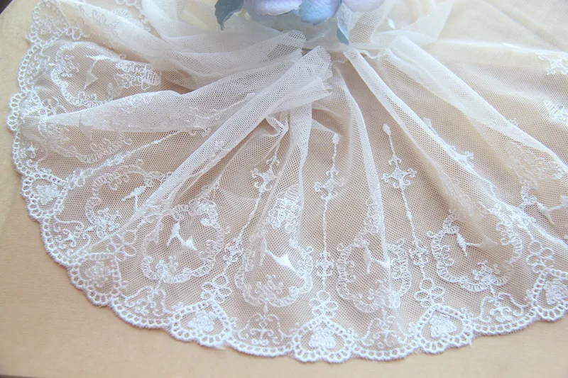 Cinta De Encaje Con Cuentas De Marfil De 5 Yardas, Tela De Organza