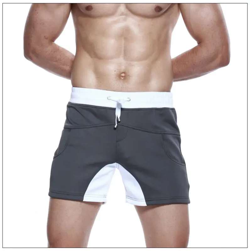 Newest Men's gray patchwork gym shorts mens loose sports shorts
